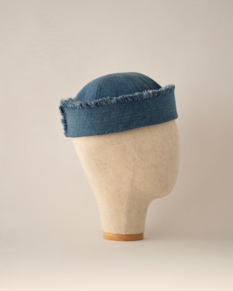 Панама-морячка RM HATS синяя джинсовая с бахромой 123560 фото
