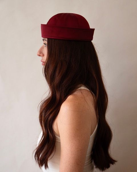 Панама-морячка RM HATS бордовая сатиновая 2465777 фото